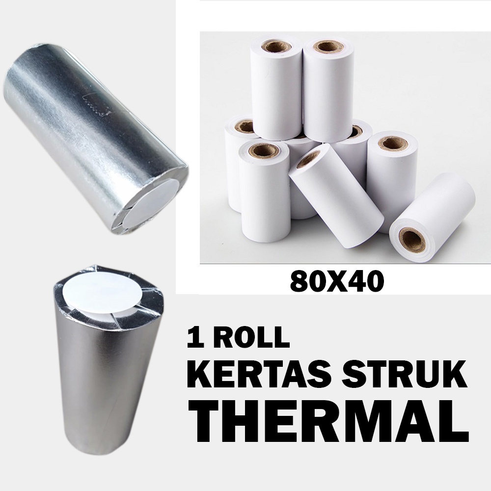 Kertas Struk Printer Thermal 1 Roll Ukuran 80x40mm Printer Kasir