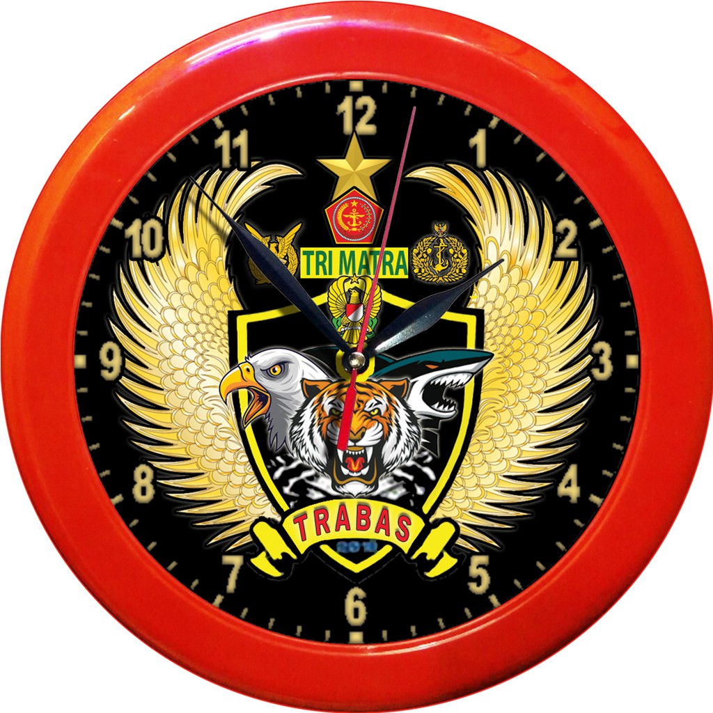 JAM DINDING TRI MATRA TNI - AD, TNI - AU, TNI - AL . (DIAMETER 30CM)