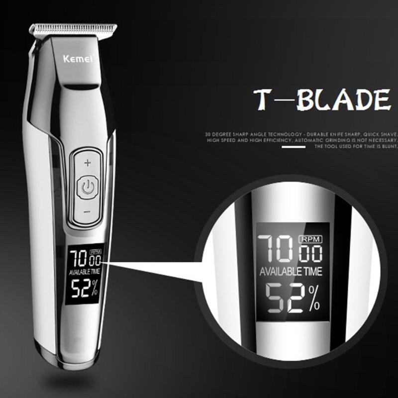 Alat Pencukur Rambut Kemei KM-5027 Lcd Display Hair Trimmer Praktis di gunakan