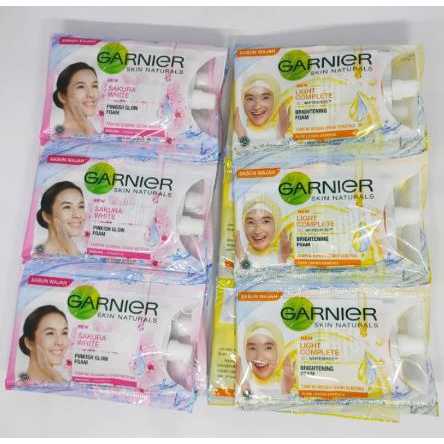 [SACHET] * NCC * GARNIER Whitening Serum Cream Saset Sakura White With UV Light Complete Facial Foam Krim