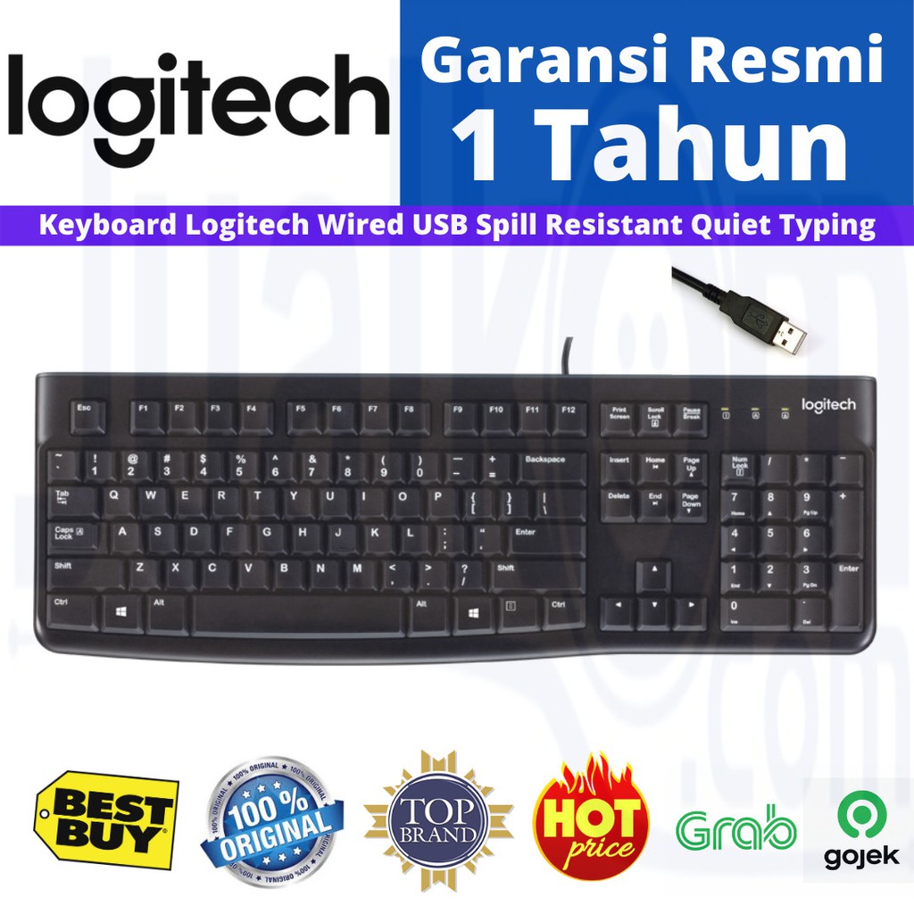 Logitech Keyboard Wired USB K120 K 120 Resmi