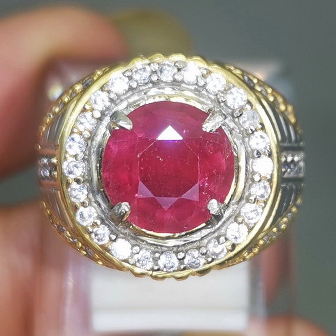 Cincin Batu Akik Asli Ruby Merah Delima Bagus