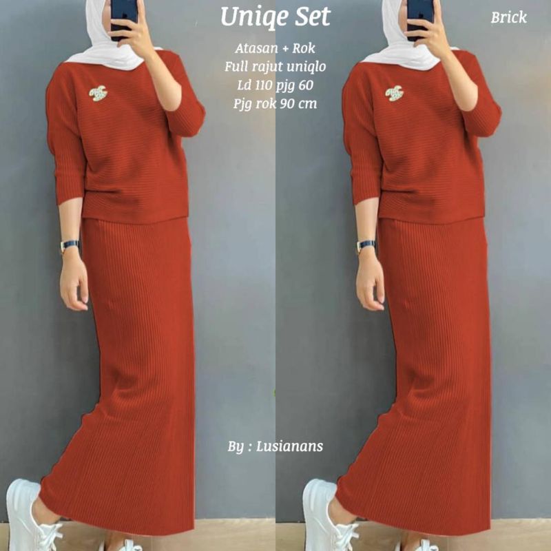 UNIQE SET ATASAN + ROK FULL RAJUT UNIQLO BY LUSIANANS
