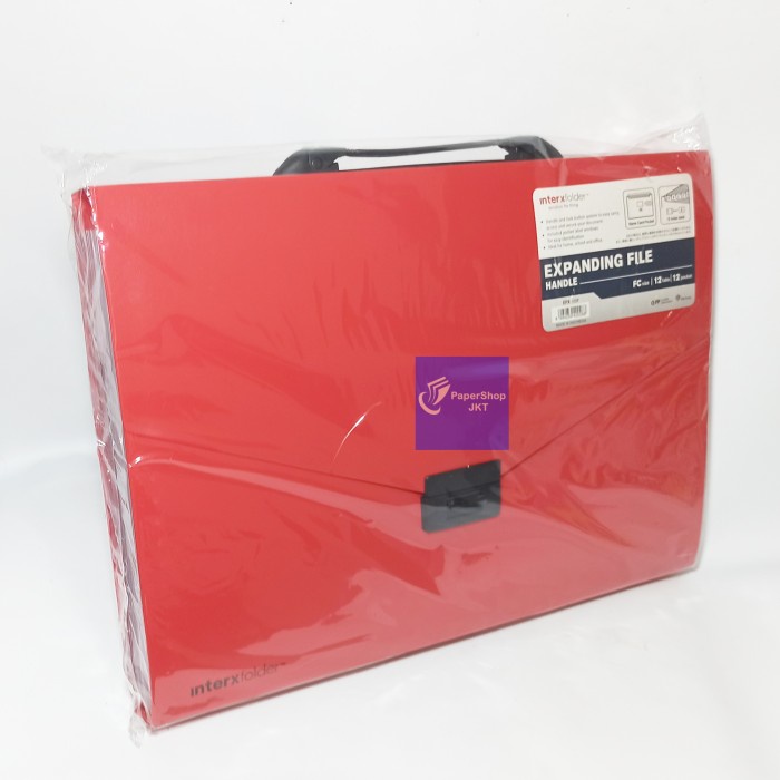 

READY Expanding File With Handle Folio Inter X -Tas Tenteng - Merah TERBARU