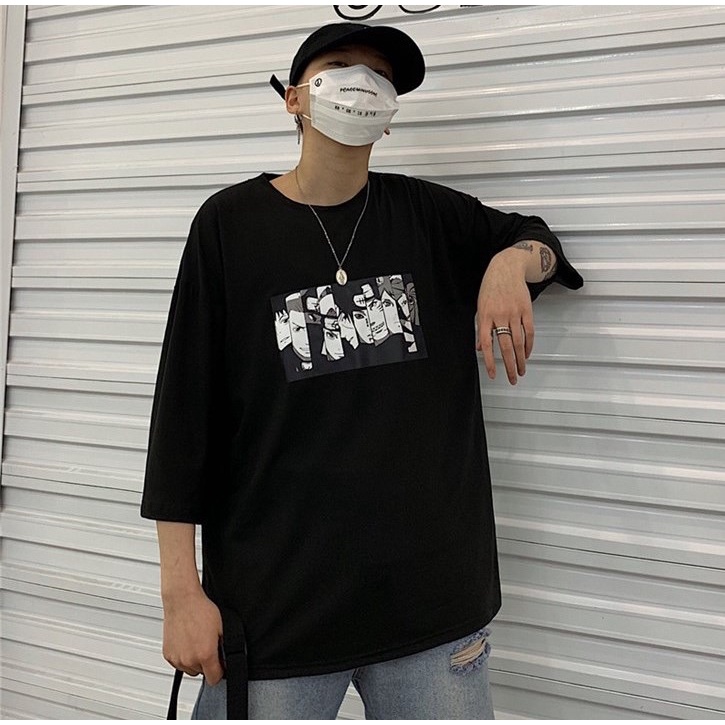 Kaos Oversize Print DTF Naruto Gradasi Cool Black white Anime II BRIGO Kaos Oversize II Kaos Jumbo Size Pria &amp; Wanita