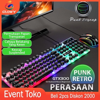 Glowy Paket keyboard gaming dan Mouse /Set Mouse dan Keyboard Gaming USB Cable /keyboard komputer