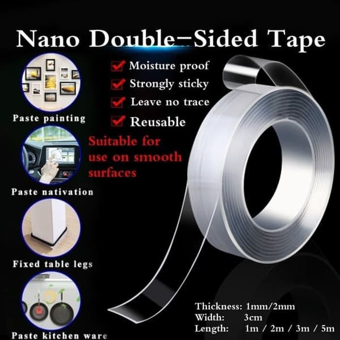 

Double Tape Selotip 2 Sisi Kuat Removable Multifungsi Magic 1M X 1MM