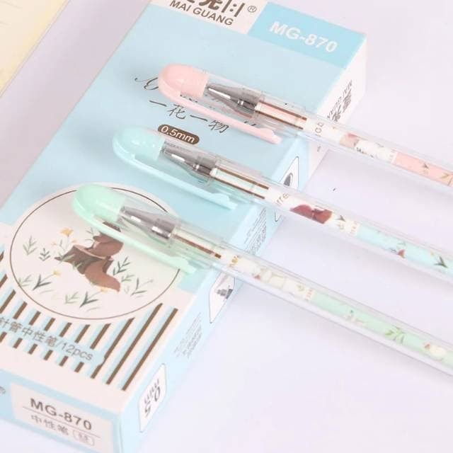 

1 Ball Pen Pena Pulpen Pen unik Lucu SLim Mai Guang Mg-872 0.5mm 12Pcs