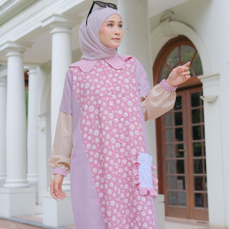 Eleanorre Aiko Abaya Flower Pink Atasan Muslim Wanita