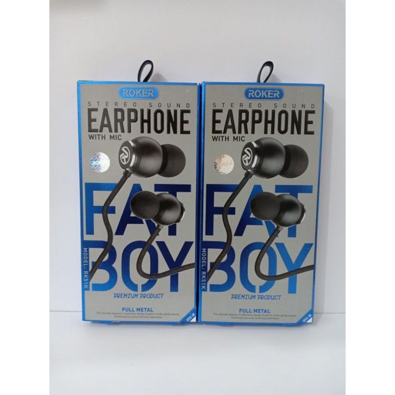 Handsfree ROKER RK51K / Headset Roker FATBOY / Earphone Stereo sound BASS