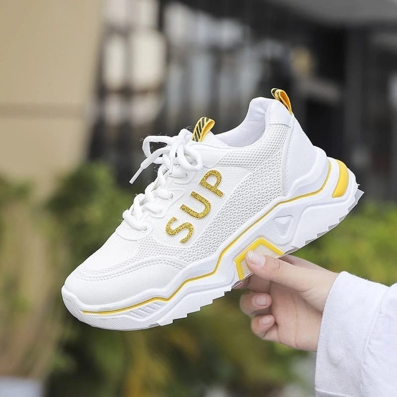 SEPATU SNEAKERS WANITA SPORT FASHION SUPRM - 37, Kuning