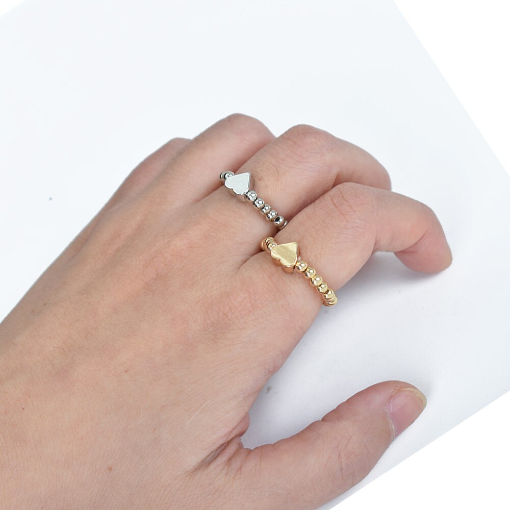 Cincin Manik-Manik Handmade Elastis Adjustable Warna Gold Silver Gaya Korea Untuk Wanita