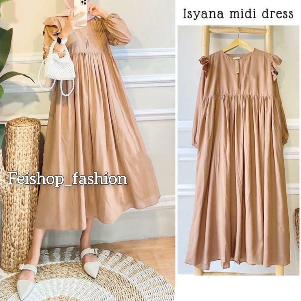 Isyana Midi Dress l Casual Dress Wanita Kekinian