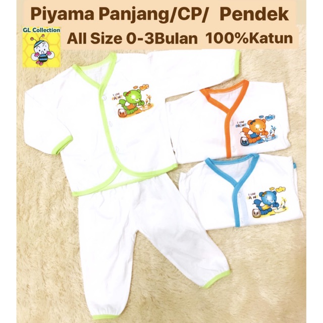 Setelan Piyama Print Panjang / Pendek / CP Bayi New Born 0-3 Bulan