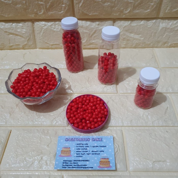 

sprinkle pearl red / merah 7mm hiasan kue/cupcake
