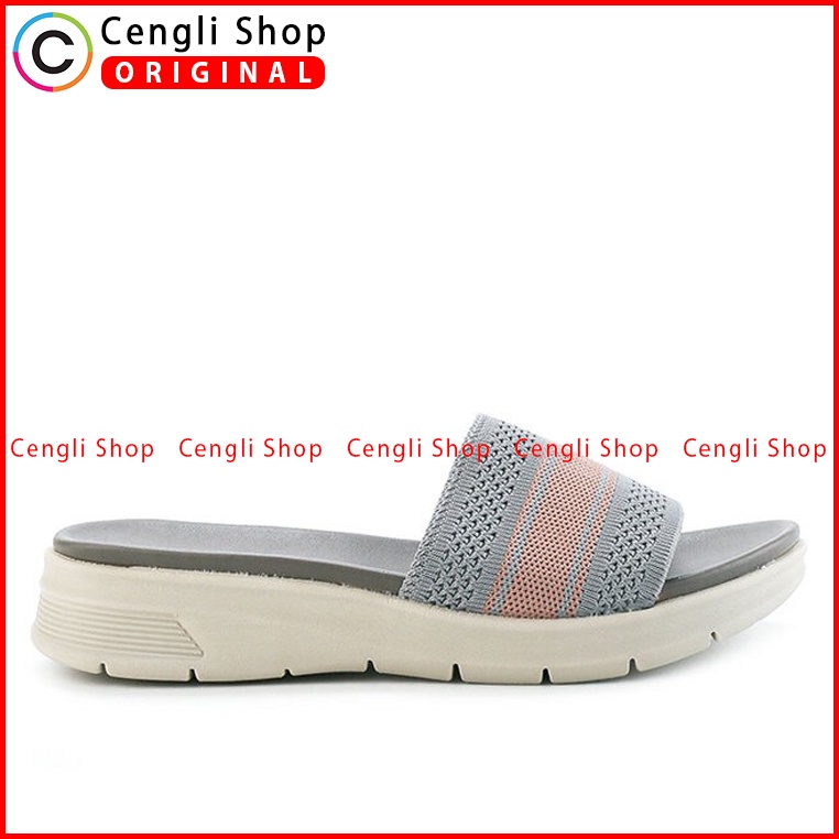 SANDAL FLAT OBERMAIN WANITA ORIGINAL SLIDE CASUAL TERBARU ABU-ABU OW02