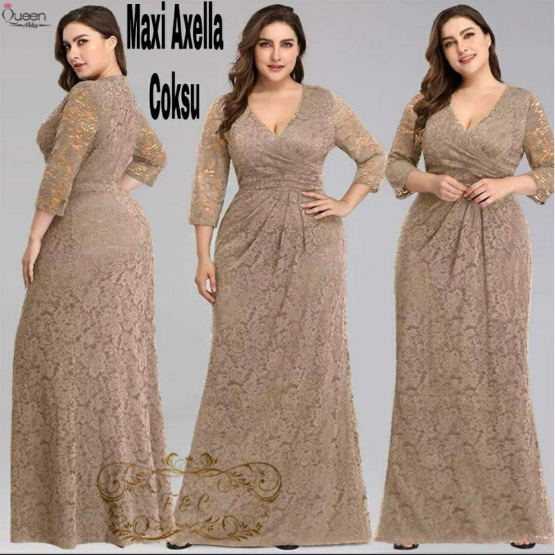 MAXY AXELLA FASHION MUSLIM PAKAIAN WANITA DRESS GAMIS JUMBO BRUKAT FEHM