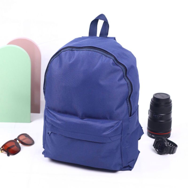 Ransel Polos Pria Wanita Tas Sekolah Backpack SD/SMP/SMA EMOEMO-Navy
