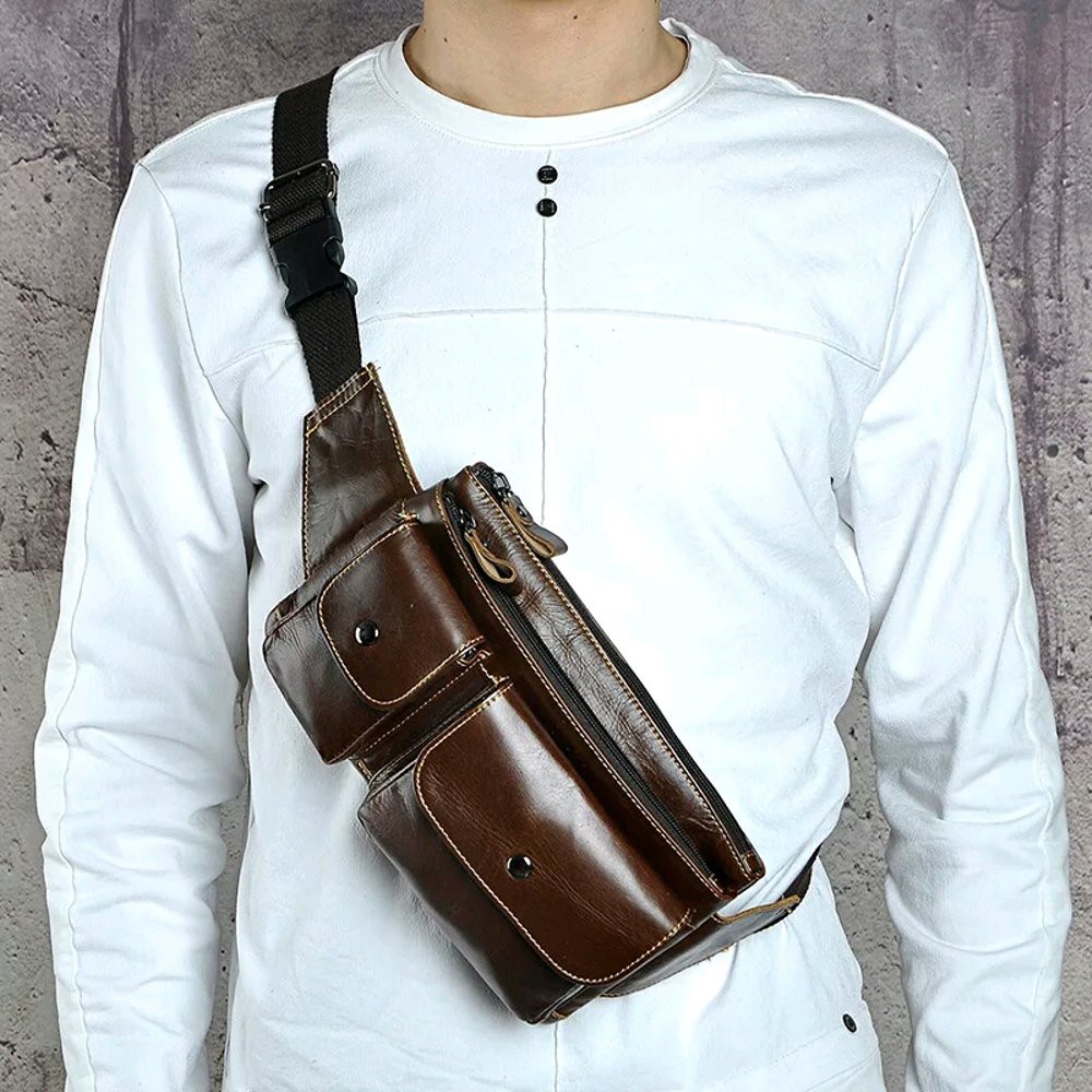 ORI Tas pinggang pria kulit asli