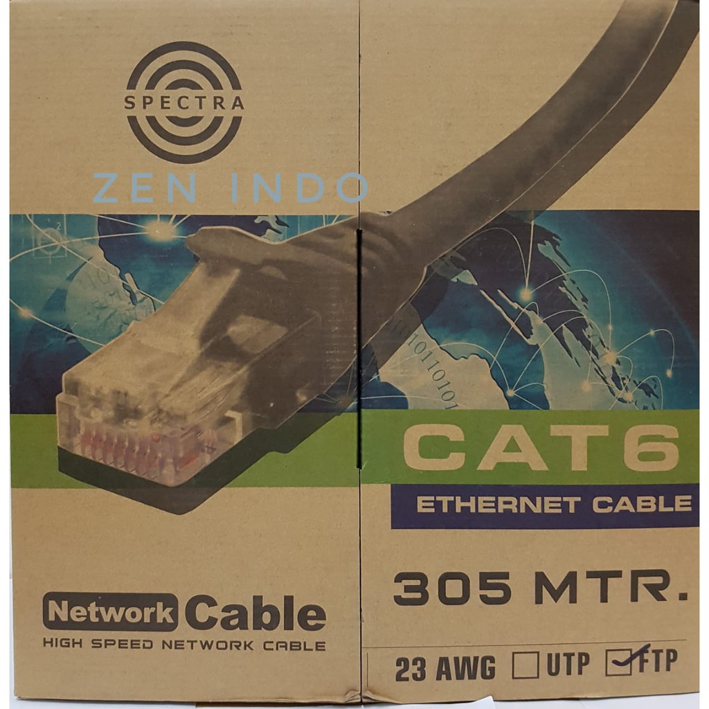 Kabel Lan FTP CAT6 Spectra Outdoor Hitam 305meter [Foil + Ground]