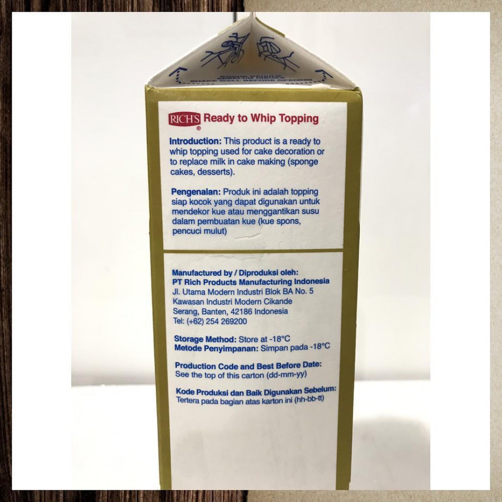 WHIP CREAM RICHS GOLD LABEL NON DAIRY