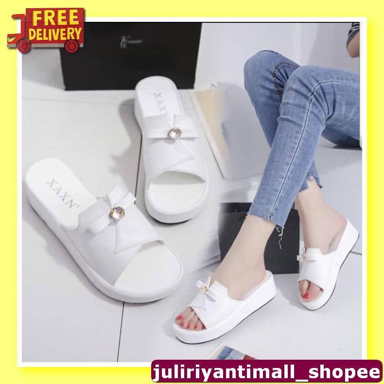 Kode C00 Sandal Wedges Wanita Bustong Import Wejes Import Fa Ja31 VX782 Sandal Wedges Nn15 Putih -
