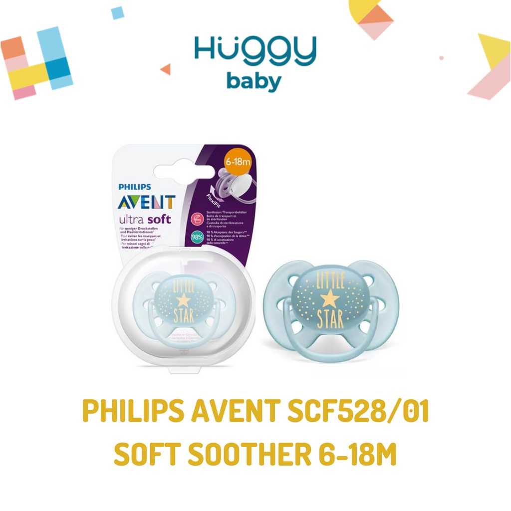 Philips Avent SCF528/01 Soft Soother6-18m Boy Biru | Empeng Gigitan