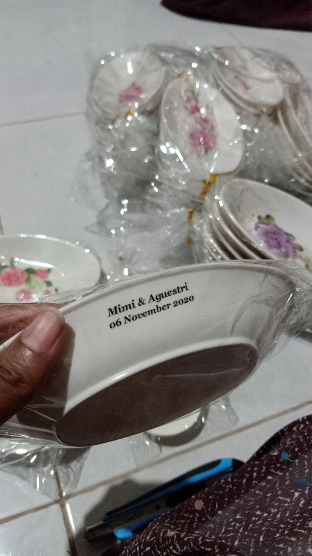 Souvenir Mangkuk Oval Melamin Kemasan Plastik