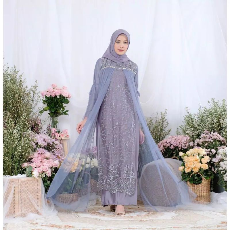 Gamis baju muslim kenaya brukat brokat pesta lamaran pengantinrwmaja dan dewasa
