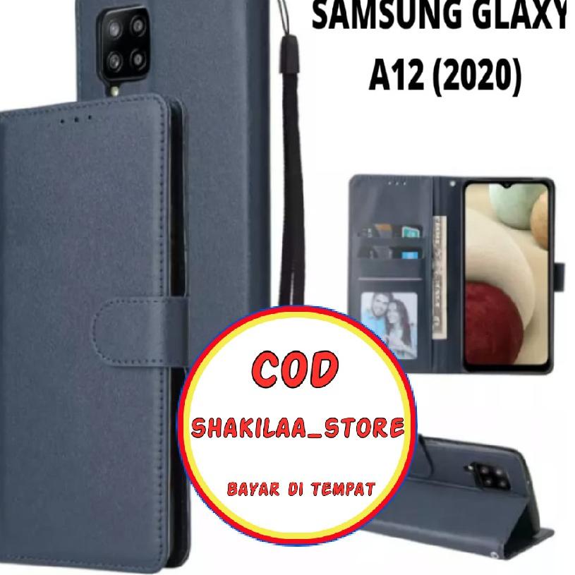 Penjualan Terbanyak.. CASE FLIP CASE KULIT FOR SAMSUNG GALAXY A12 2020 - CASING DOMPET-FLIP COVER LEATHER-SARUNG HP