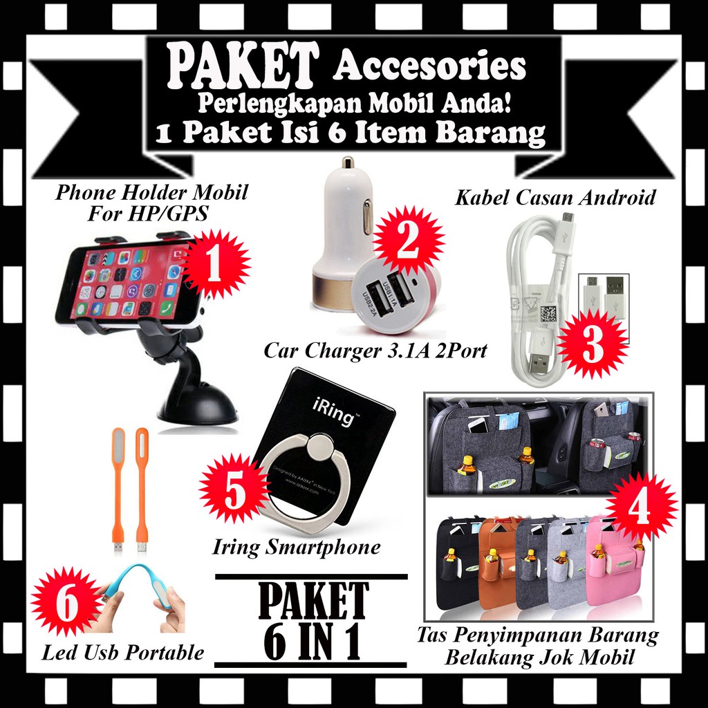 Paket Accesories Perlengkapan Mobil Anda !! 1 Paket 6 Item Barang