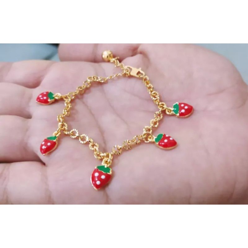 gelang tangan anak strowberry perhiasan anak gold