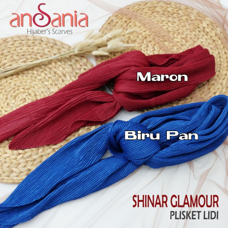 Jilbab Shinar Plisket Segi Empat Ansania-Maron Shinar Plisket