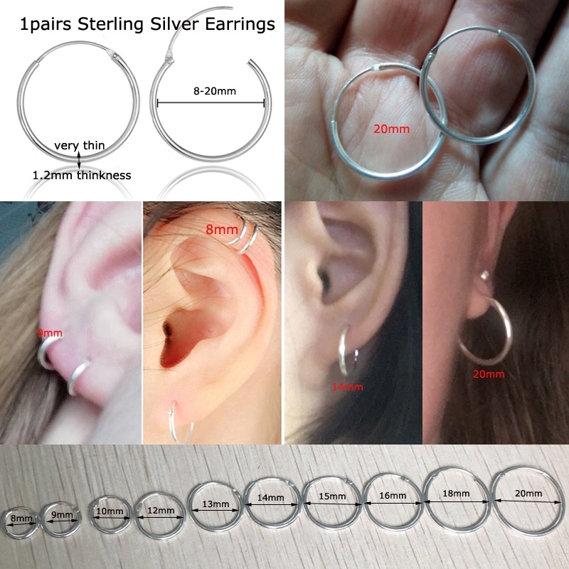 1pairs Hoop Sterling Silver Earrings Tragus Helix Piercing