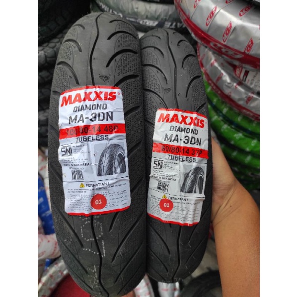 paketan 2 ban maxxis diamond 100/80+80/80.14 tubless free pentil all amtiv