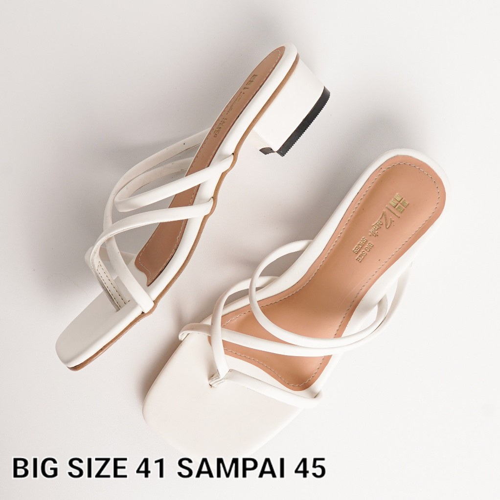 Sandal wanita tali putih Sendal Big size 41 sampai 45 pesta elegan