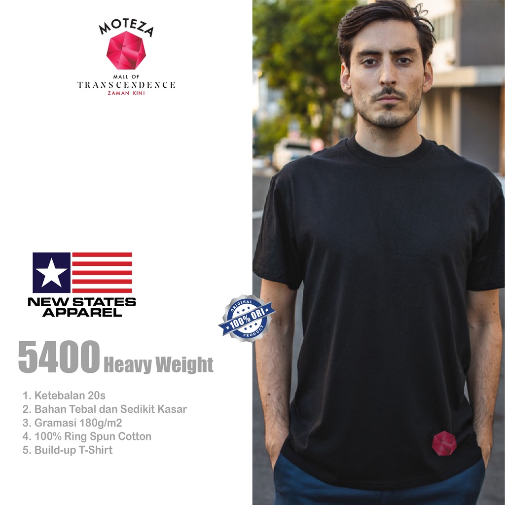 Kaos Polos New State Apparel 20s - NSA Heavy Weight 5400 - WARNA