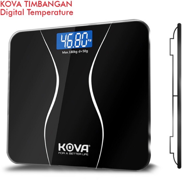 KOVA Timbangan Badan Kaca  Digital 180 Kg With Temperature 