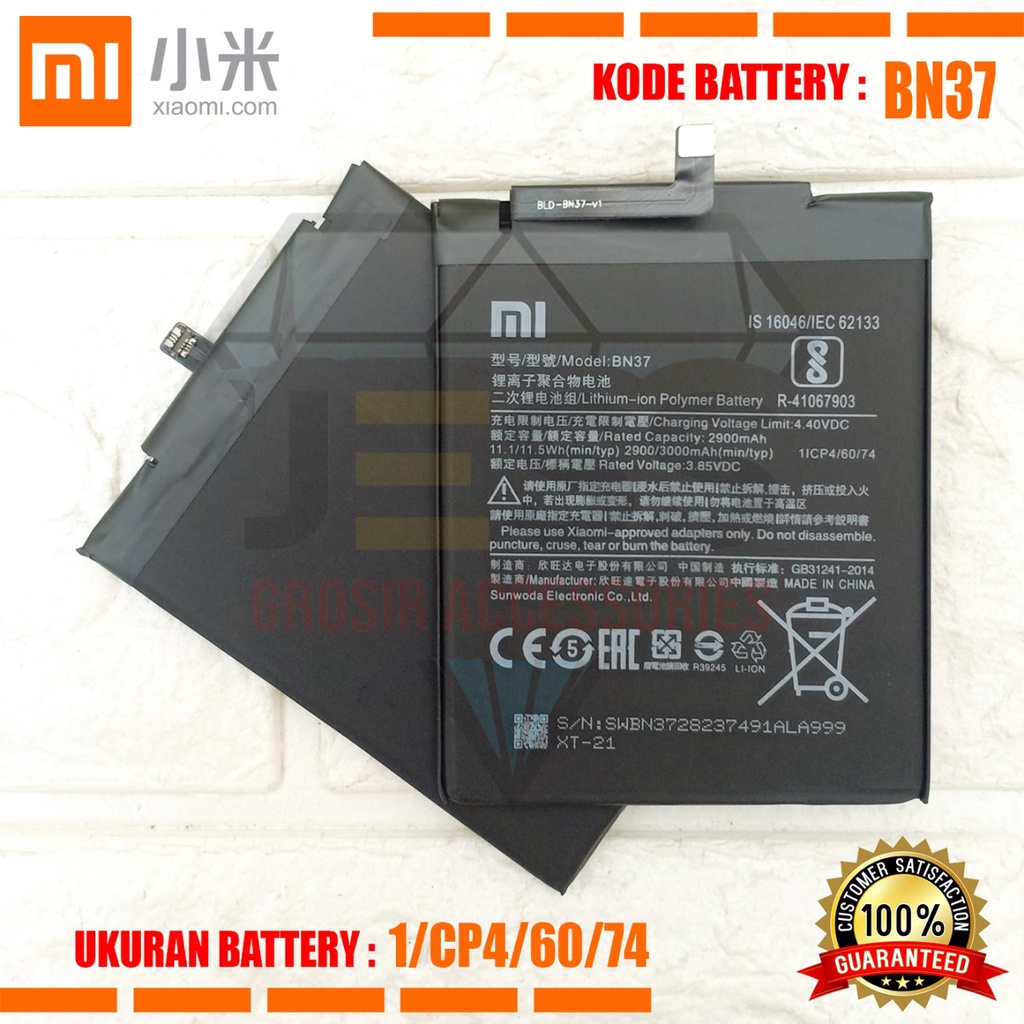 Baterai Battery Original Xiaomi BN37 &amp; BN-37 For Tipe HP Redmi 6 - Redmi 6A - M1804C3DG - M1804C3DI - M1804C3DH - M1804C3CG - M1804C3CE