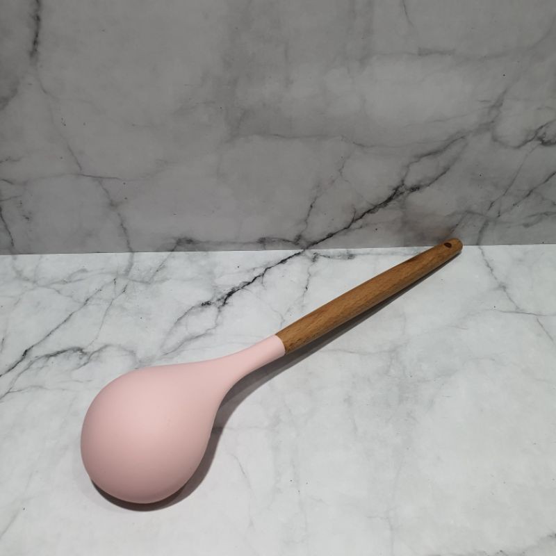 Silicone Cooking Ladle with wooden handle / centong sayur sop spatula / soup