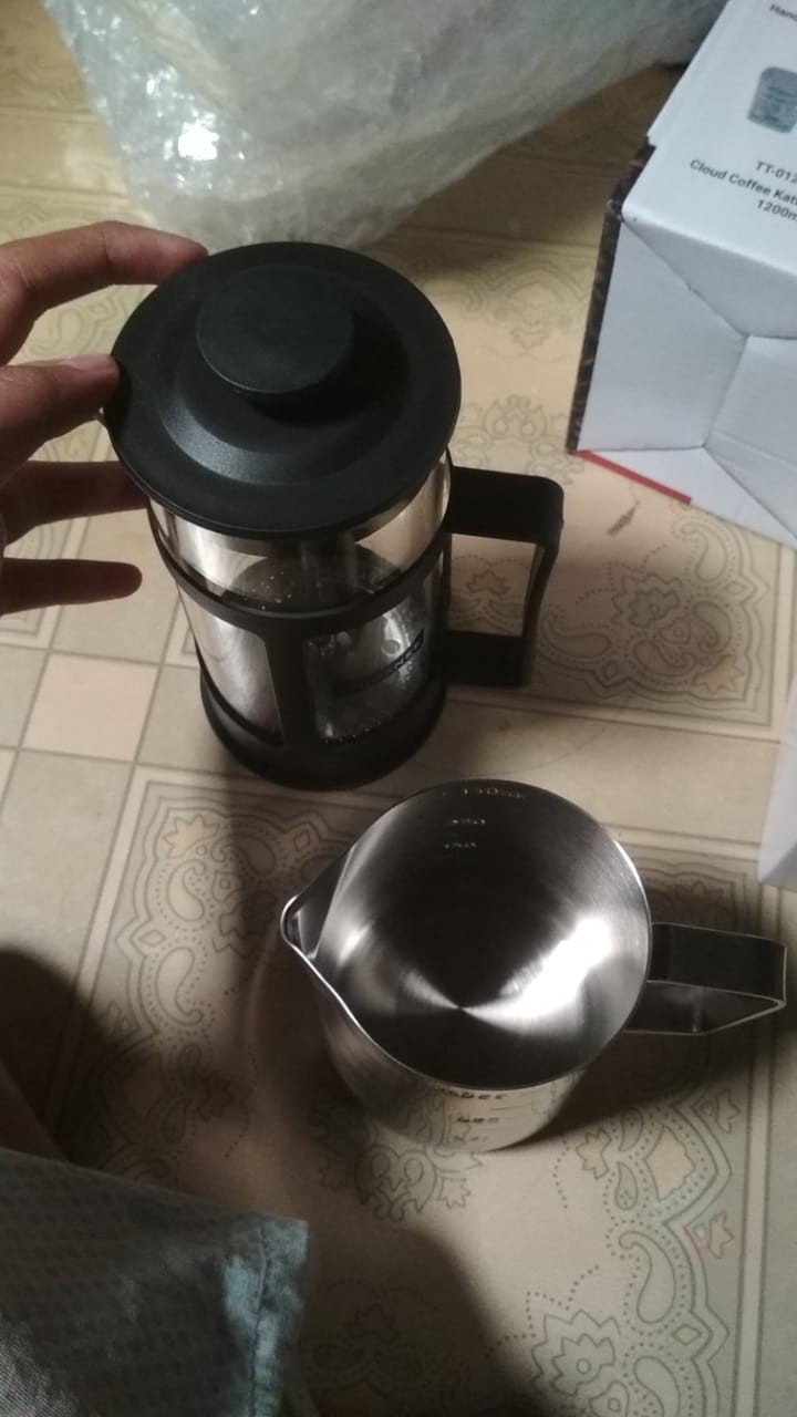 Milk Jug 350 Ml Pengaduk Susu Stainless Steel Plus Takaran