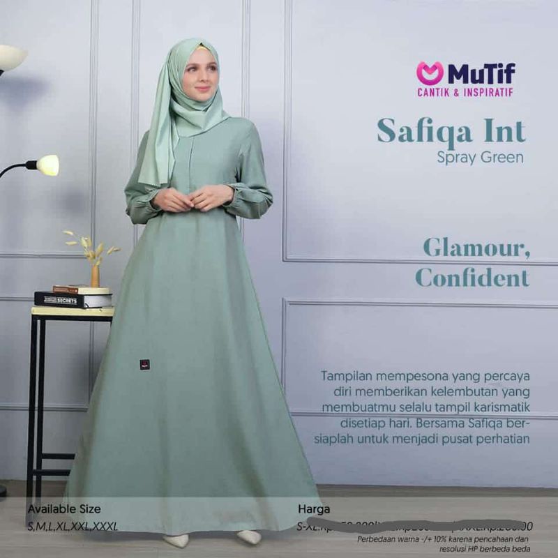 MUTIF GAMIS SAFIQA GRAPE| INT GREEN| BLACK| MAUVE WINE| GAMIS MUTIF POLOS TERBARU