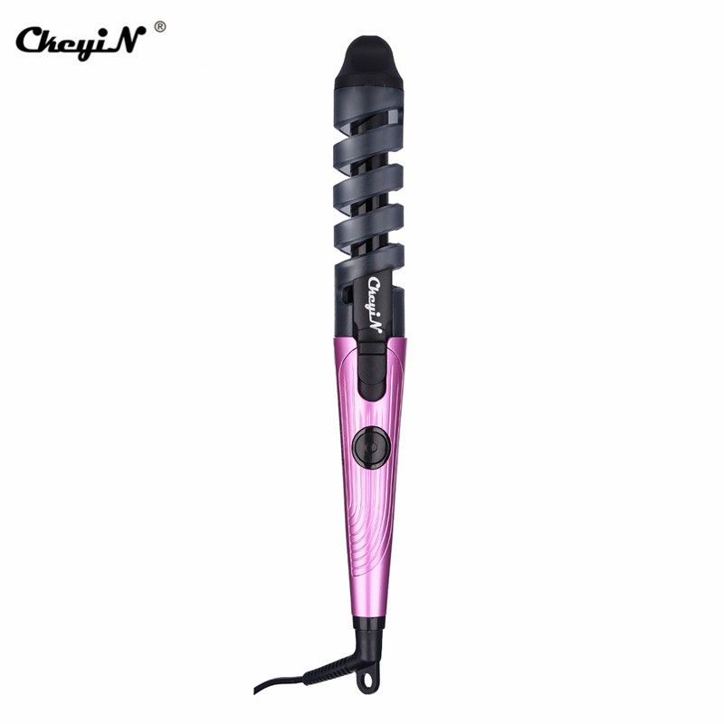 

CkeyiN Pro Listrik Keramik Spiral Pengeriting Rambut Curling Iron Wand Rollers