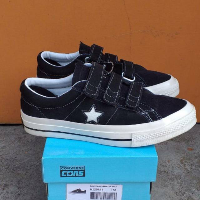  SEPATU  CONVERSE  CONS ONE STAR VELCRO  BLACK WHITE PREMIUM 