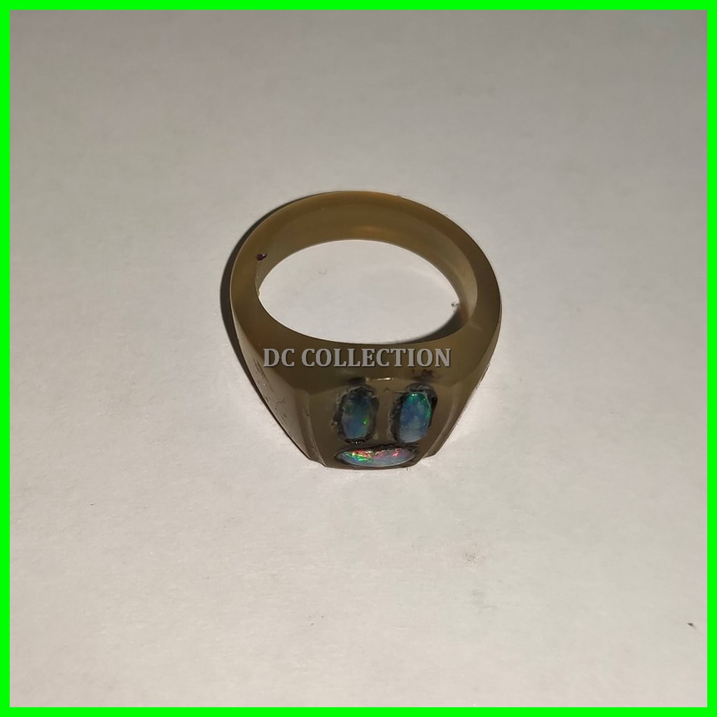 CINCIN BATU AKIK PERMATA NATURAL KALIMAYA BANTEN KRISTAL SUSU OPAL MATA 3 RING TANDUK