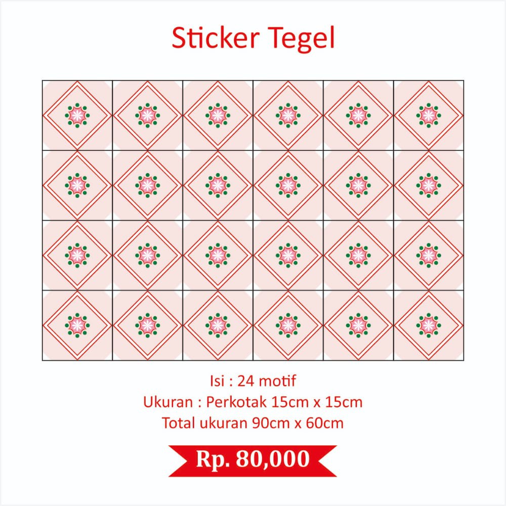 ST - Stiker Tegel Motive 19 / Sticker Lantai Roll / Keramik / Meja / Dapur Anti Minyak / uk. 90x60cm