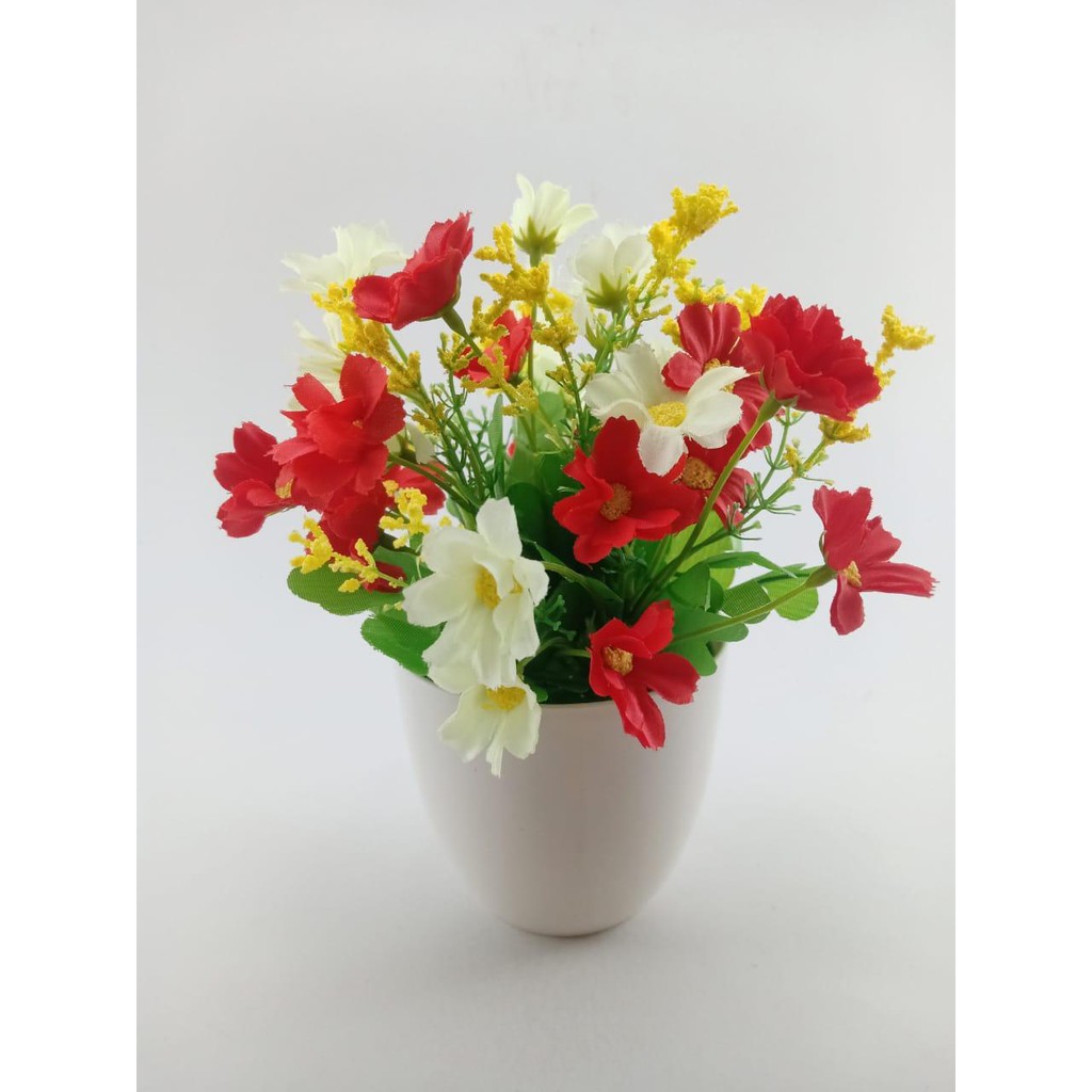COD BUNGA DAISY  BUNGA PLASTIK BUNGA ARTIFISIAL BUNGA PAJANGAN IMITASI TANAMAN  HIAS PLASTIK  BP8801-MERAH PUTIH