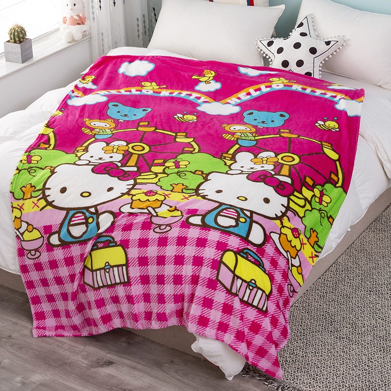 COD - HK - Selimut Karakter Bulu Halus Jumbo 150x200cm - Selimut Jumbo Doraemon Import-Hellokitty Pink