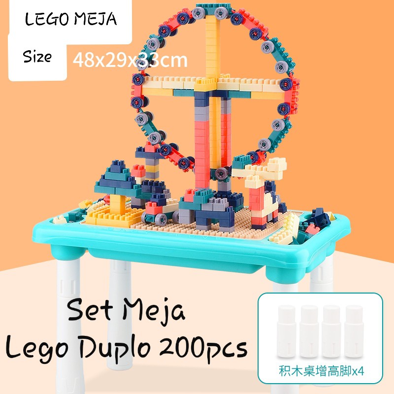 [FUNNY]MAINAN BALOK MEJA TERBARU BALOK SUSUN MEJA SET KURSI BALOK DUPLO 200PCS