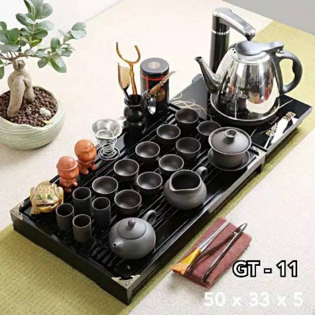 Chinese TeaPot Set Electric TrayPot GT 11 Meja Kayu/Dekorasi Rumah